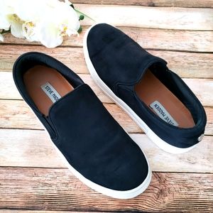 Steve Madden Black Suede Gills platform Slip Ons